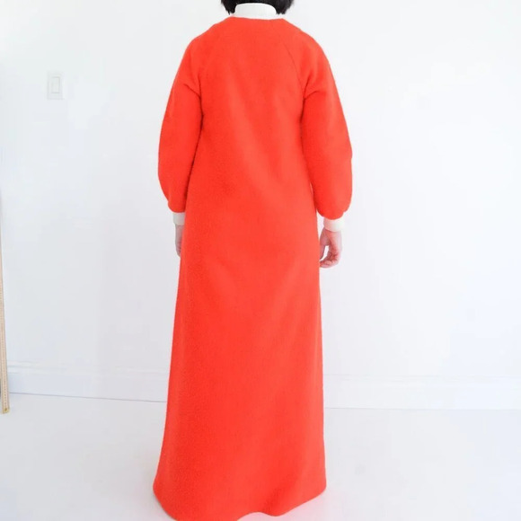 Vintage 80's Sears  Robe Shop Red Fleece Zip Up Nightgown Robe 8 - Picture 3 of 16